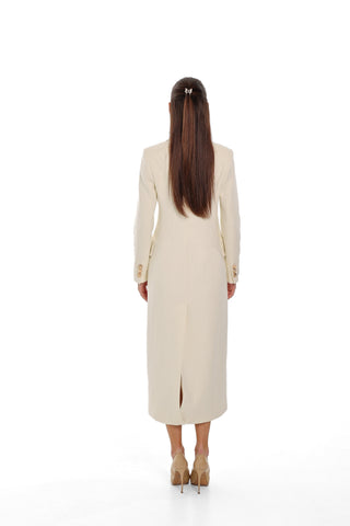 Alaska Longline Cashmere Wool Blend Coat in Ivory