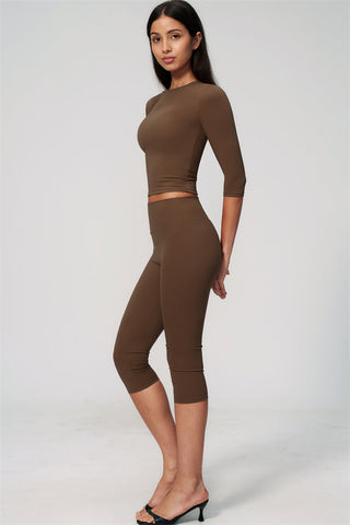 The Natalia Half-Sleeve Top Capri Leggings 2-Piece Set