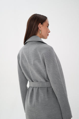 Cambridge Comfort Wraparound Wool Cashmere Coat in Dove
