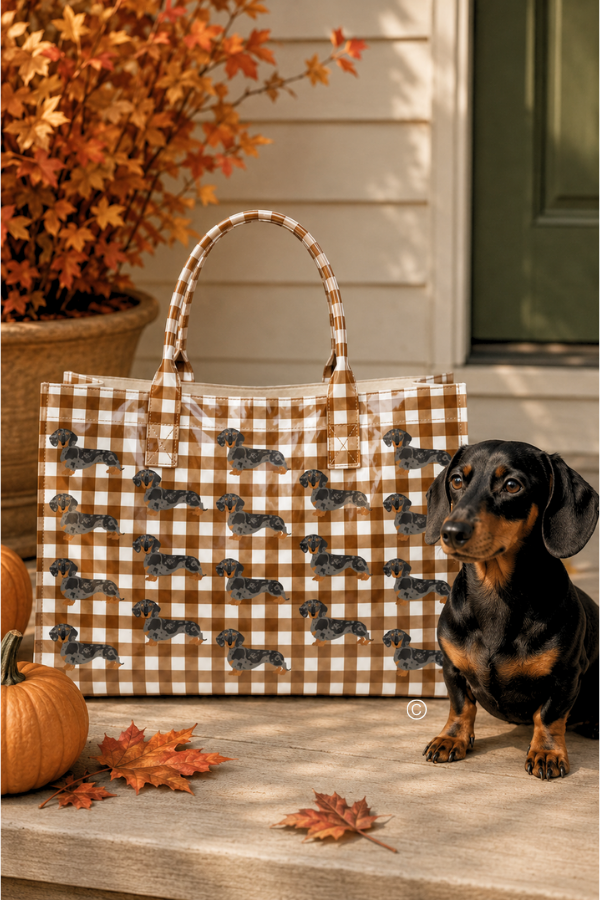SC - ETA 9/30-10/14 Chloe in Khaki Gingham Vinyl Tote© - Glamourous Grace