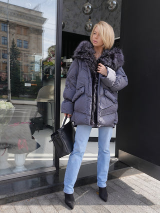 Orchid Genuine Fur Trim Down Parka