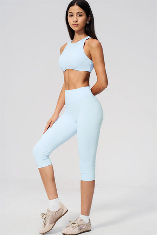 The Twirl Open Back Sports Bra Capri Leggings 2-Piece Set