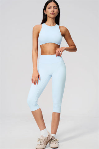The Twirl Open Back Sports Bra Capri Leggings 2-Piece Set