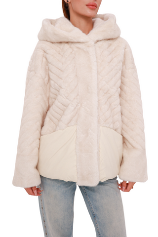 Montana Eco-Fur Down Fill Coat in Ivory