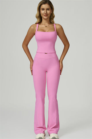 The Flourish Crop Tank Flared Leggings 2-Piece Set