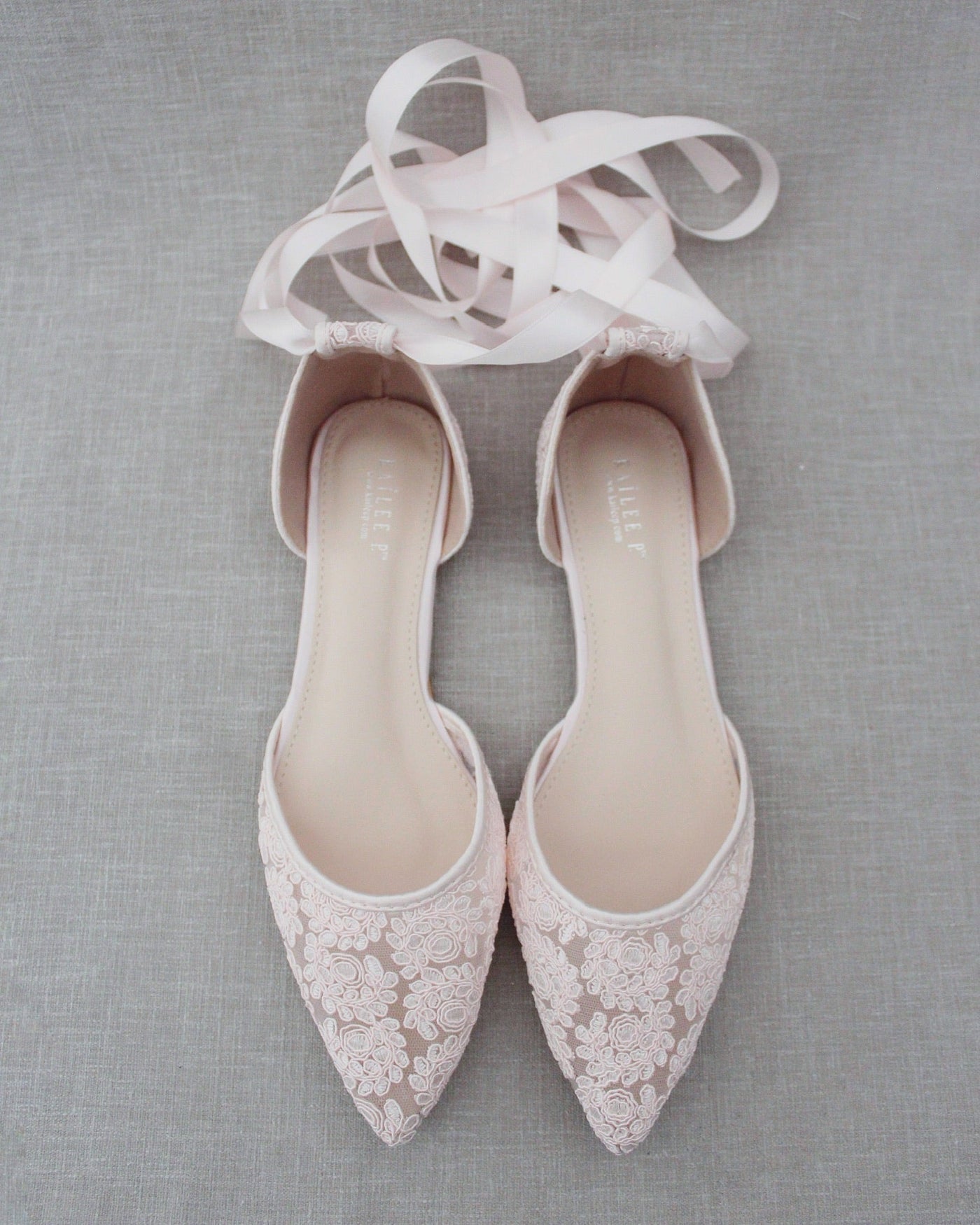 Crochet Lace Pointy Toe with Ankle Tie or Ballerina Lace Up - Glamourous Grace
