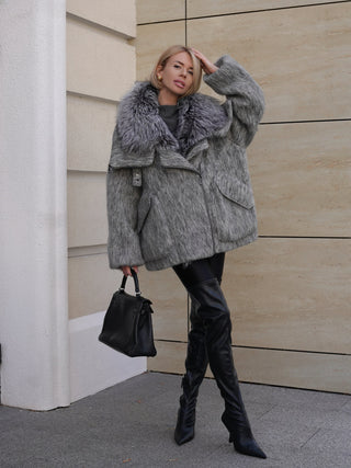 Pre-Order. Ships September 2026. Ares Genuine Fur Trim Down Fill Mohair Parka