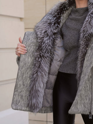 Pre-Order. Ships September 2026. Ares Genuine Fur Trim Down Fill Mohair Parka