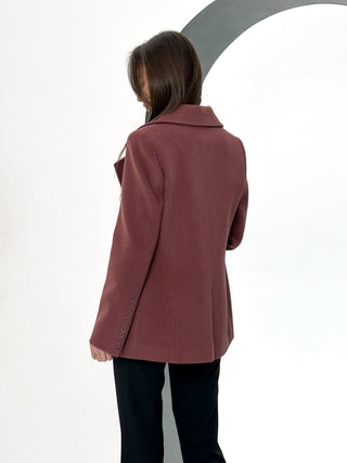 Lyndale Cashmere Wool Blend Coat in Sangria