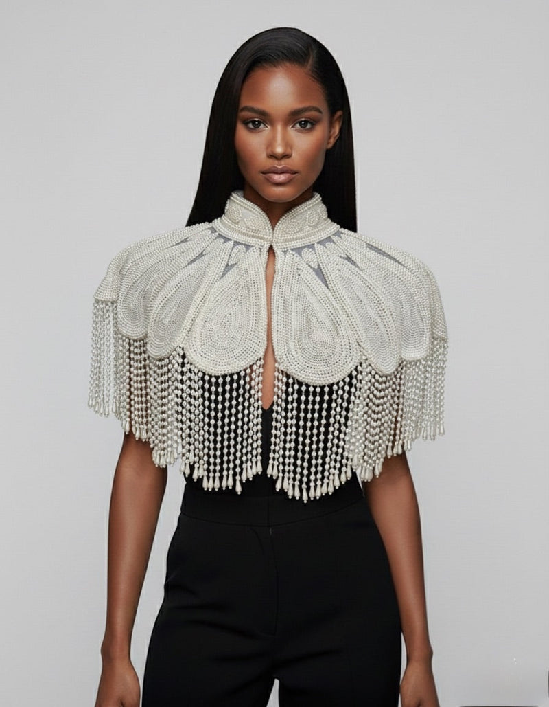 Pearl Halo Cape - Glamourous Grace