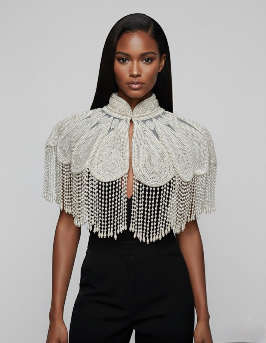 Pearl Halo Cape - Glamourous Grace