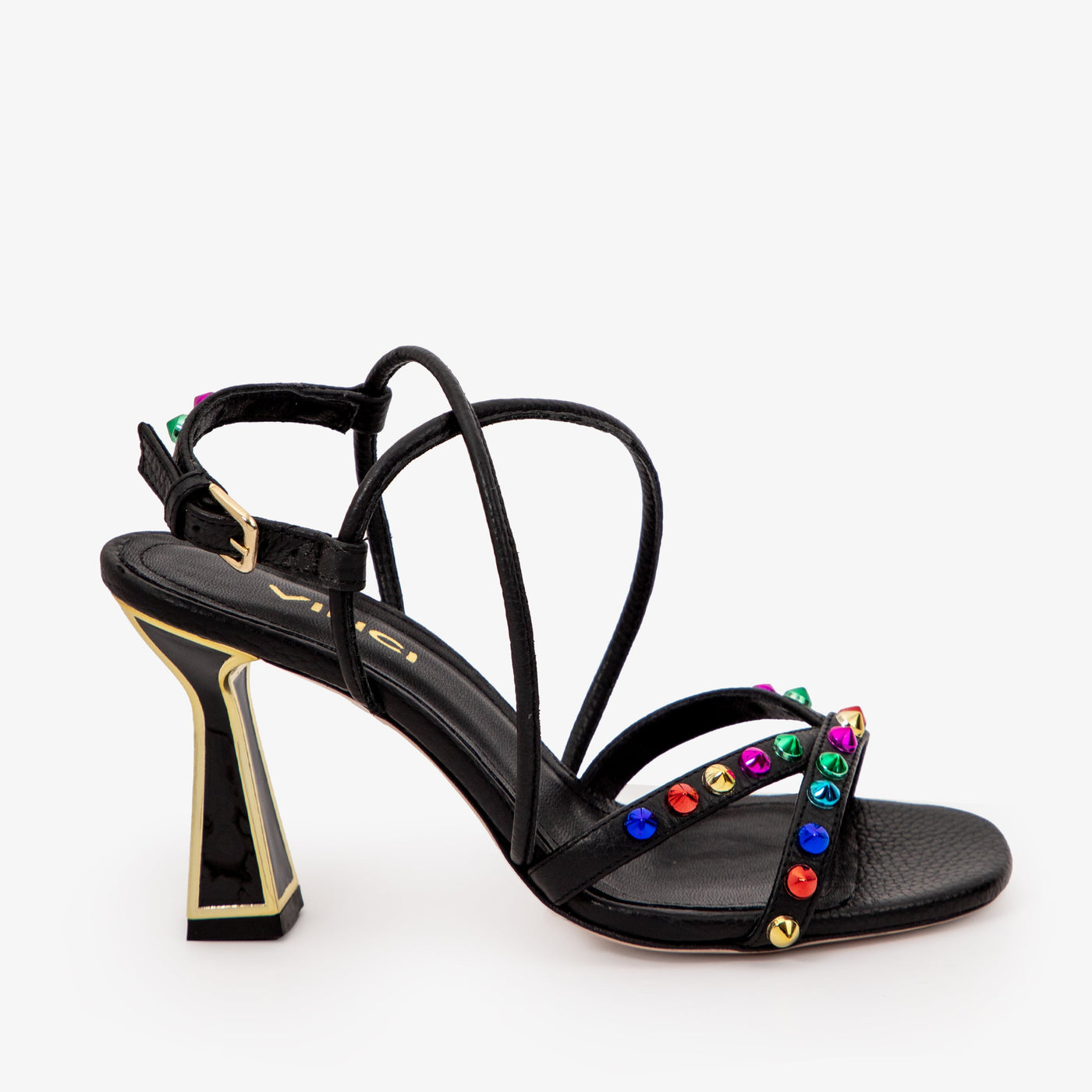 The Aurora Black Leather Strappy Women Sandal - Glamourous Grace