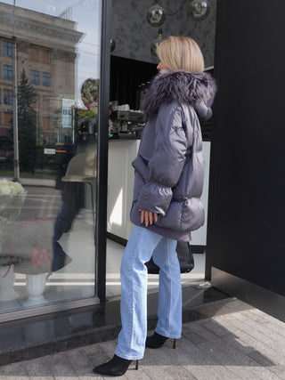 Orchid Genuine Fur Trim Down Parka