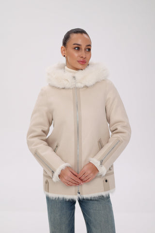 Reversible Hooded Wool Blend Jacket