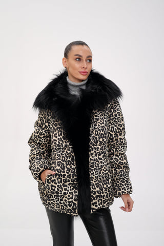 Genuine Fox Leopard Luxe Down Parka