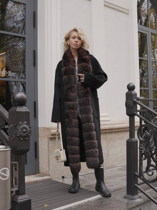 Brackley Genuine Polar Fox Fur Double Face Coat