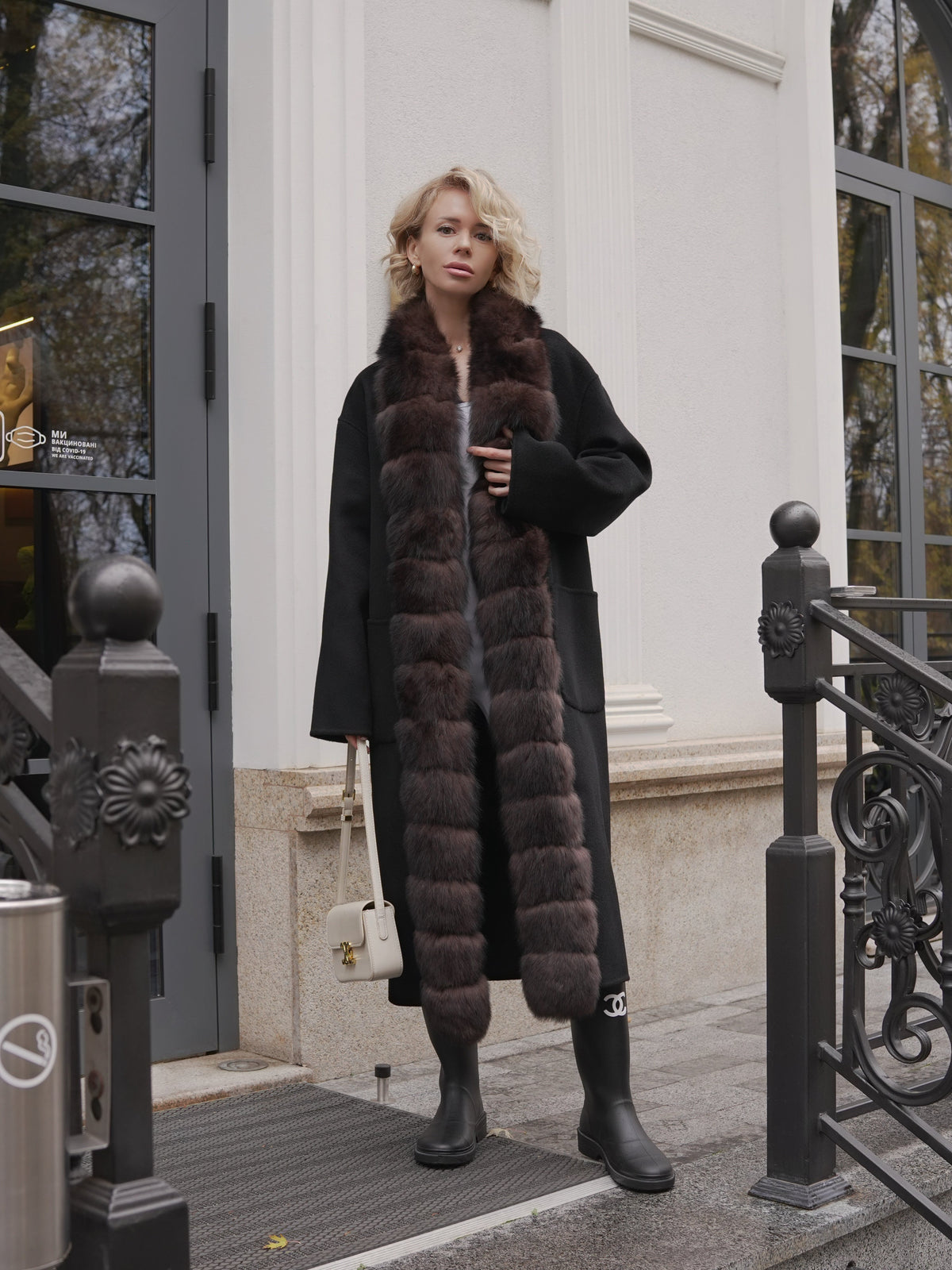 Brackley Genuine Polar Fox Fur Double Face Coat