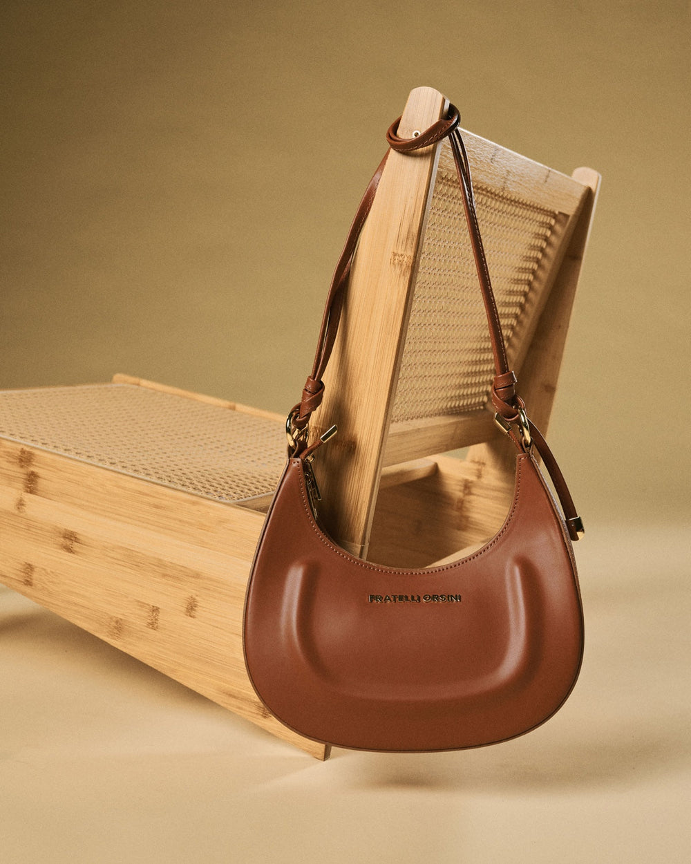 Ornella (cognac) - Italian calf leather women's crossbody bag (with shoulder strap) - Glamourous Grace