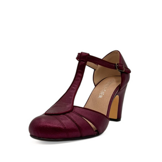 Mulberry Metallic T-Strap Heels - Glamourous Grace