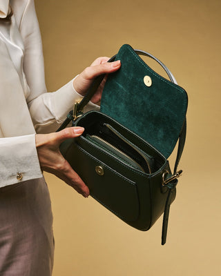 Ottavia (green) - Italian calf leather women's crossbody bag (with shoulder strap) - Glamourous Grace