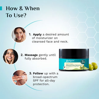 Pilgrim Glow Moisturizer Face Cream With Niacinamide & Vitamin C For Glowing Skin, Dry Skin Hydration, Non-Greasy