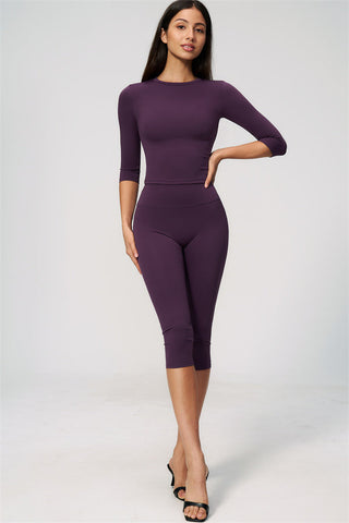 The Natalia Half-Sleeve Top Capri Leggings 2-Piece Set