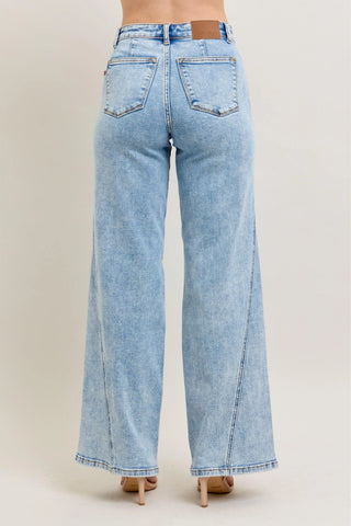 Judy Blue High Waist Wide Leg Jeans with Skewed Inseam