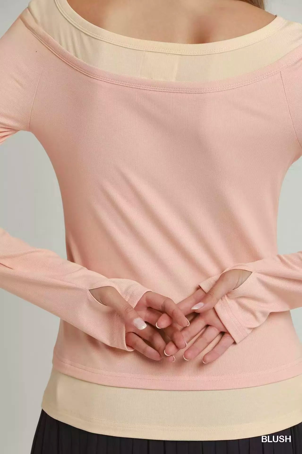 Umgee Layered Twofer Long Sleeve Top - Glamourous Grace