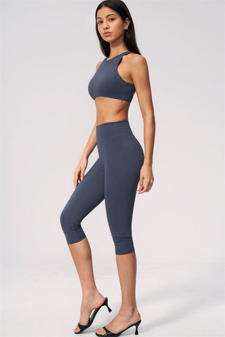The Twirl Open Back Sports Bra Capri Leggings 2-Piece Set