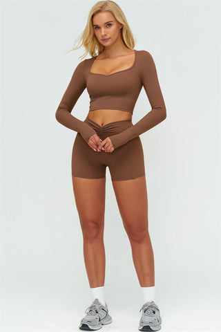 The Lushness Long Sleeve Crop top Shorts 2-Piece Set