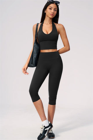 The Twirl Wide Strap Halter Crop Top