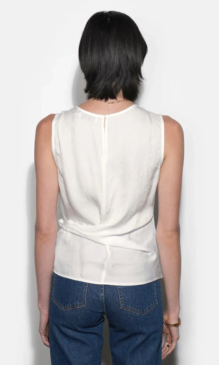 Lola Ivory Sleeveless Side Tie Blouse