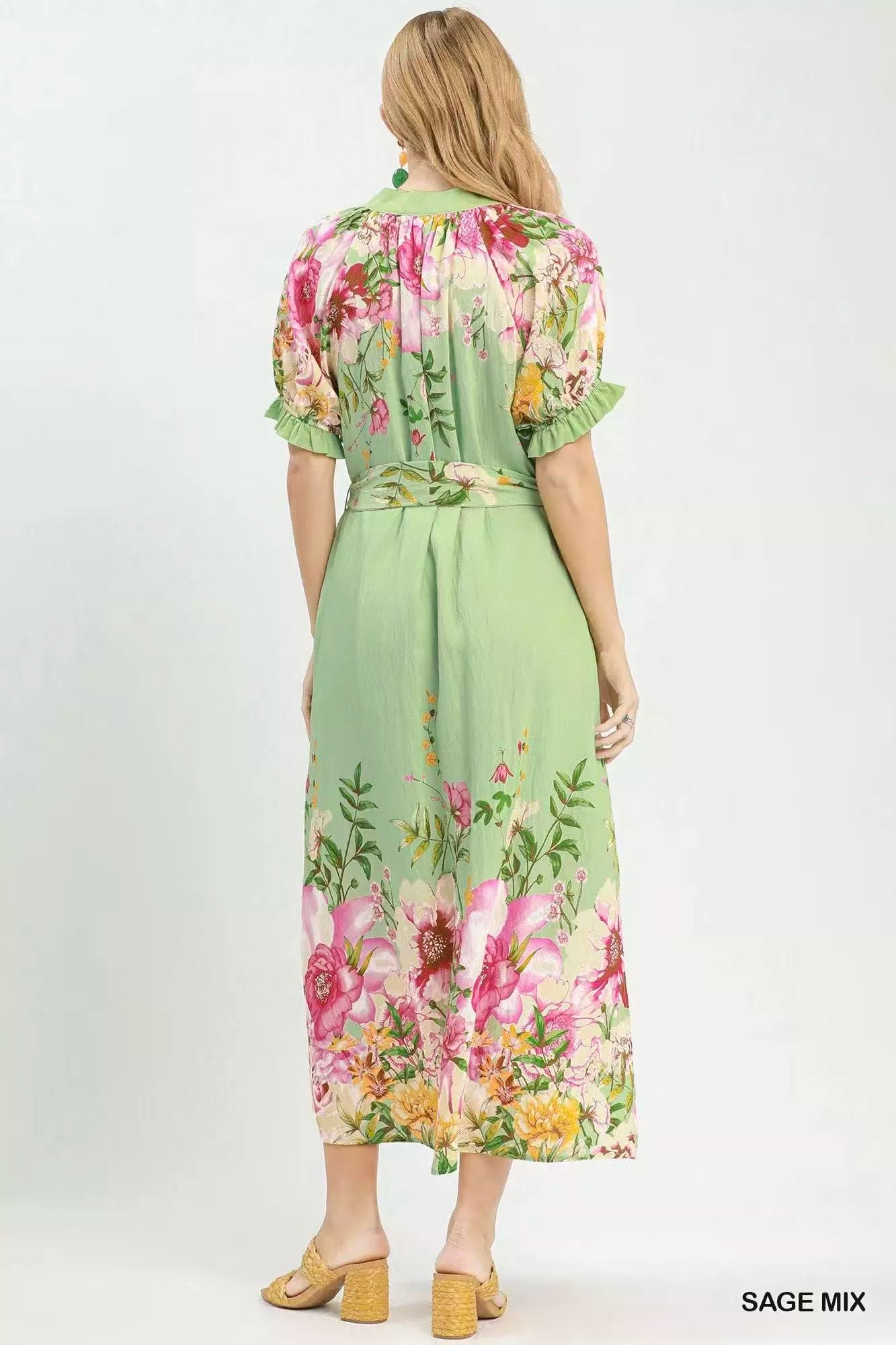 Umgee Mix Floral Border Print Midi Dress - Glamourous Grace