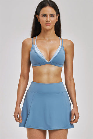 The Seraphine Layered V Sports Bra Skirt 2-Piece Set