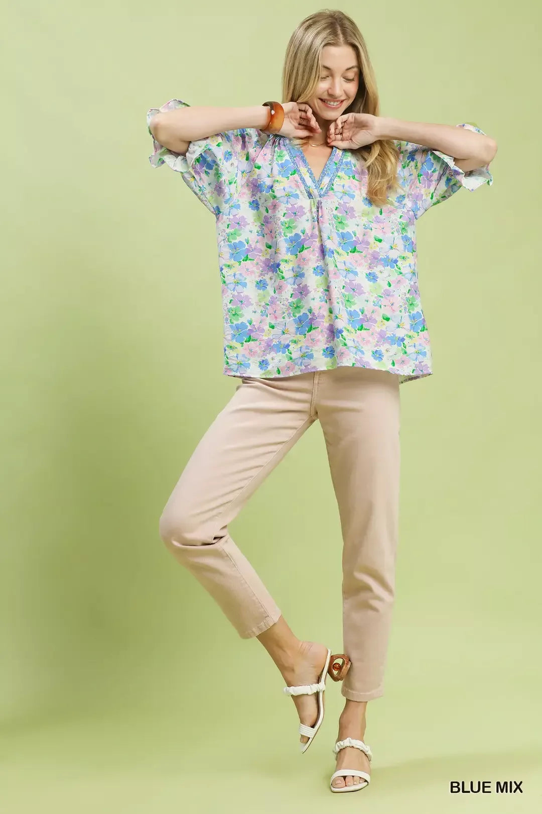 Umgee Mix Floral Print Ruffle Top - Glamourous Grace