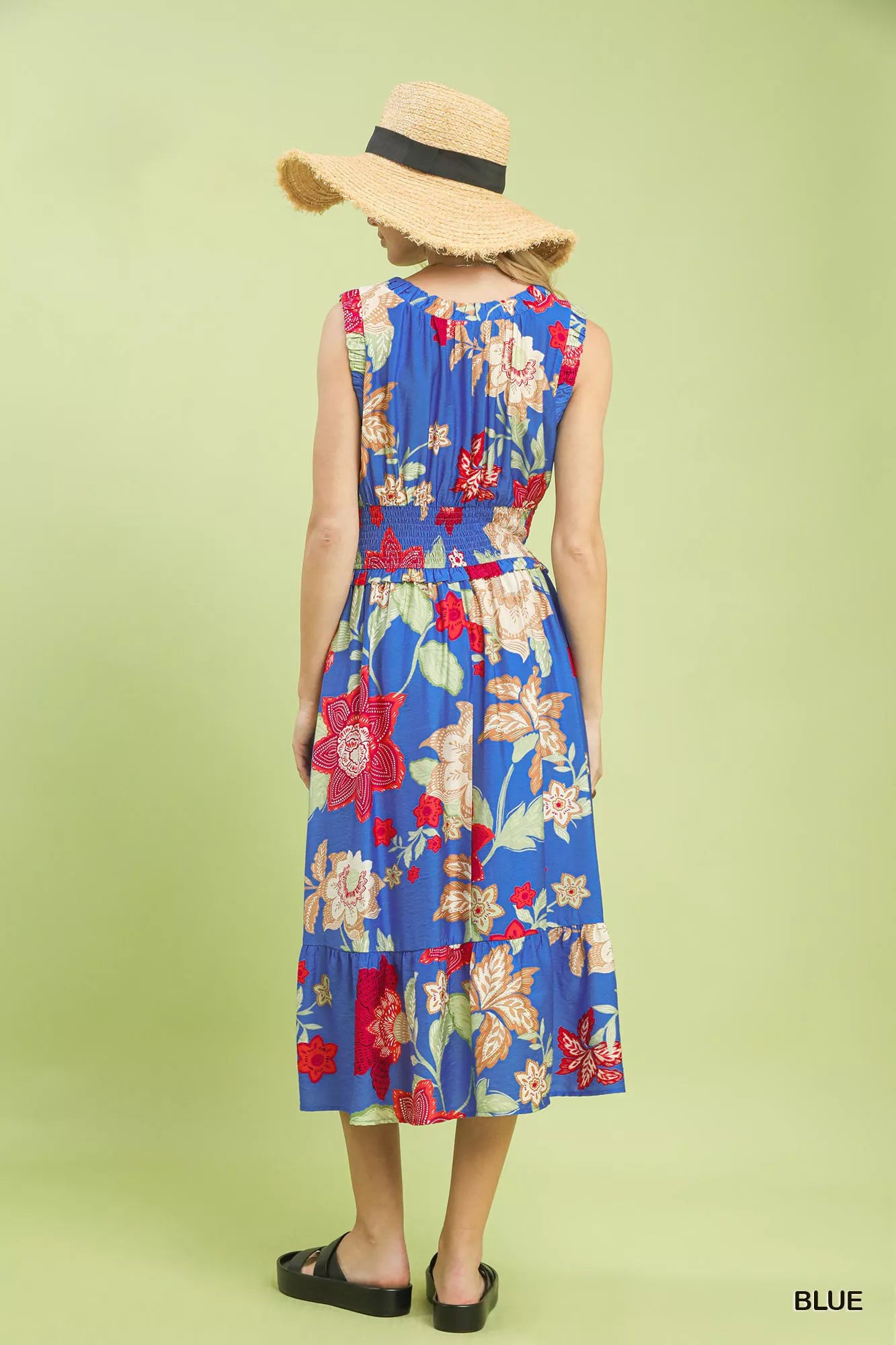 Umgee Floral Smocked Midi Dress - Glamourous Grace