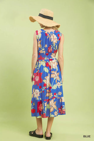 Umgee Floral Smocked Midi Dress - Glamourous Grace