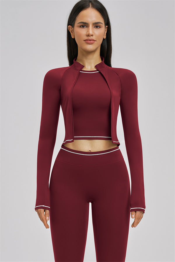 The Unbound Jacket Crop Top Leggings 3-Piece Set - Glamourous Grace
