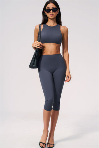 The Twirl Open Back Sports Bra Capri Leggings 2-Piece Set