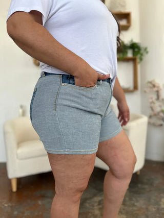 Judy Blue Color Block Blue Denim Shorts