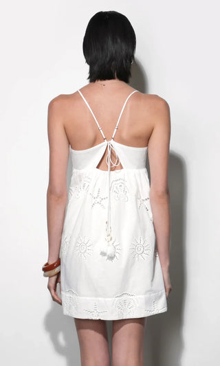 Daisy White Embroidered Mini Dress - Glamourous Grace