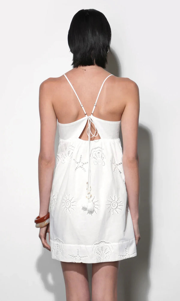 Daisy White Embroidered Mini Dress - Glamourous Grace