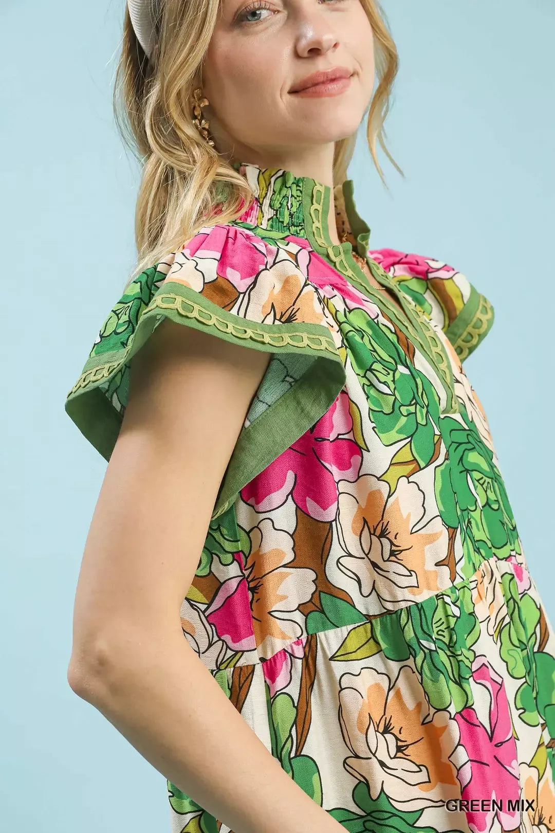 Umgee Mix Bold Floral Tiered Midi Dress - Glamourous Grace