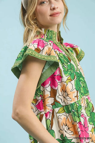 Umgee Mix Bold Floral Tiered Midi Dress - Glamourous Grace