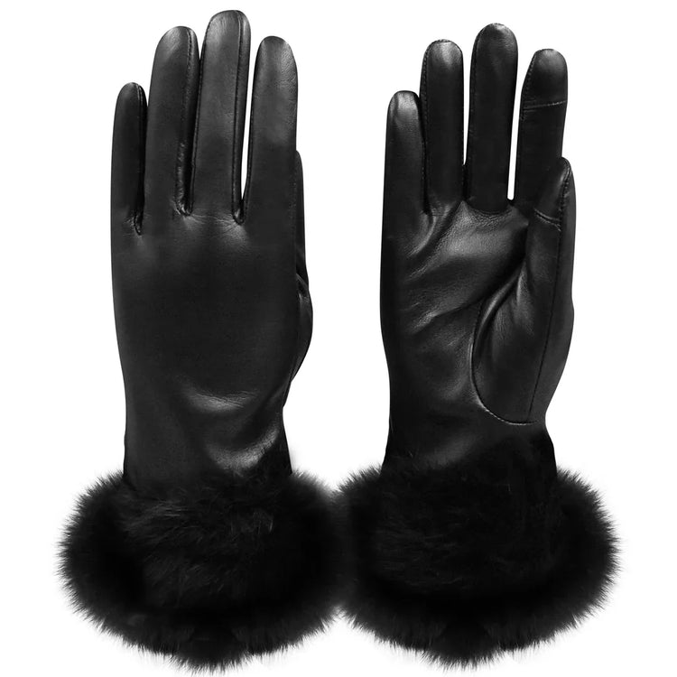 RABBIT FUR CUFF TECH GLOVES
