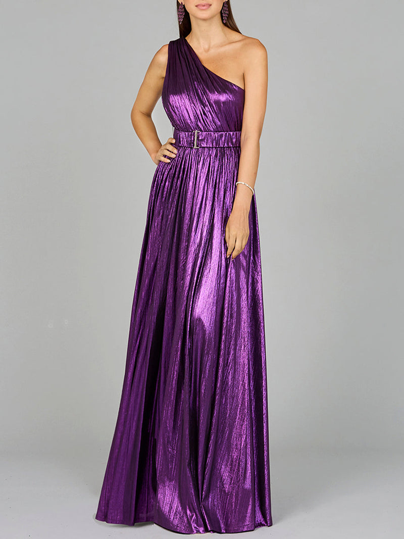 One Shoulder Metallic Dress - OUTLET - Glamourous Grace