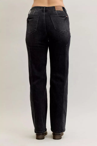 Judy Blue Mid Rise Western Seam Detail Straight Leg Jeans