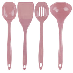 Calypso Basics BPA-Free Melamine Kitchen 4-Piece Food Grade Plastic Utensil Set with Spoon, Spatula, Ladle, Slotted Spoon by Reston Lloyd, Pink