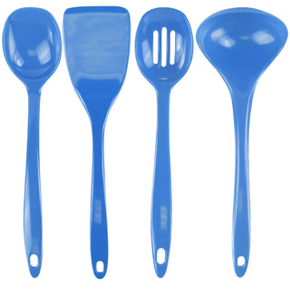 Calypso Basics BPA-Free Melamine Kitchen 4-Piece Food Grade Plastic Utensil Set with Spoon, Spatula, Ladle, Slotted Spoon by Reston Lloyd, Azure