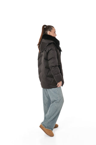 Genuine Silver Fox Fur Down Fill Parka